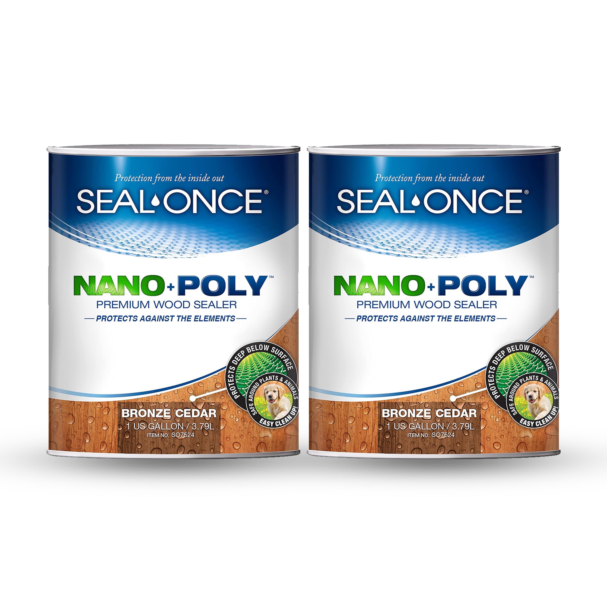 SEAL-ONCE Nano+Poly Wood Sealer and Waterproofer, Bronze Cedar, 2 Gallon
