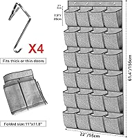 Vista 2 de homyfort Paquete de 2 organizadores de zapatos para colgar sobre la puerta, estante colgante de almacenamiento de zapatos con 48 bolsillos grandes