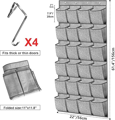 Miniatura 2 de Organizador de zapatos de 35 bolsillos sobre la puerta, zapatero colgante para armario, soporte grande para almacenamiento de zapatos, organizador