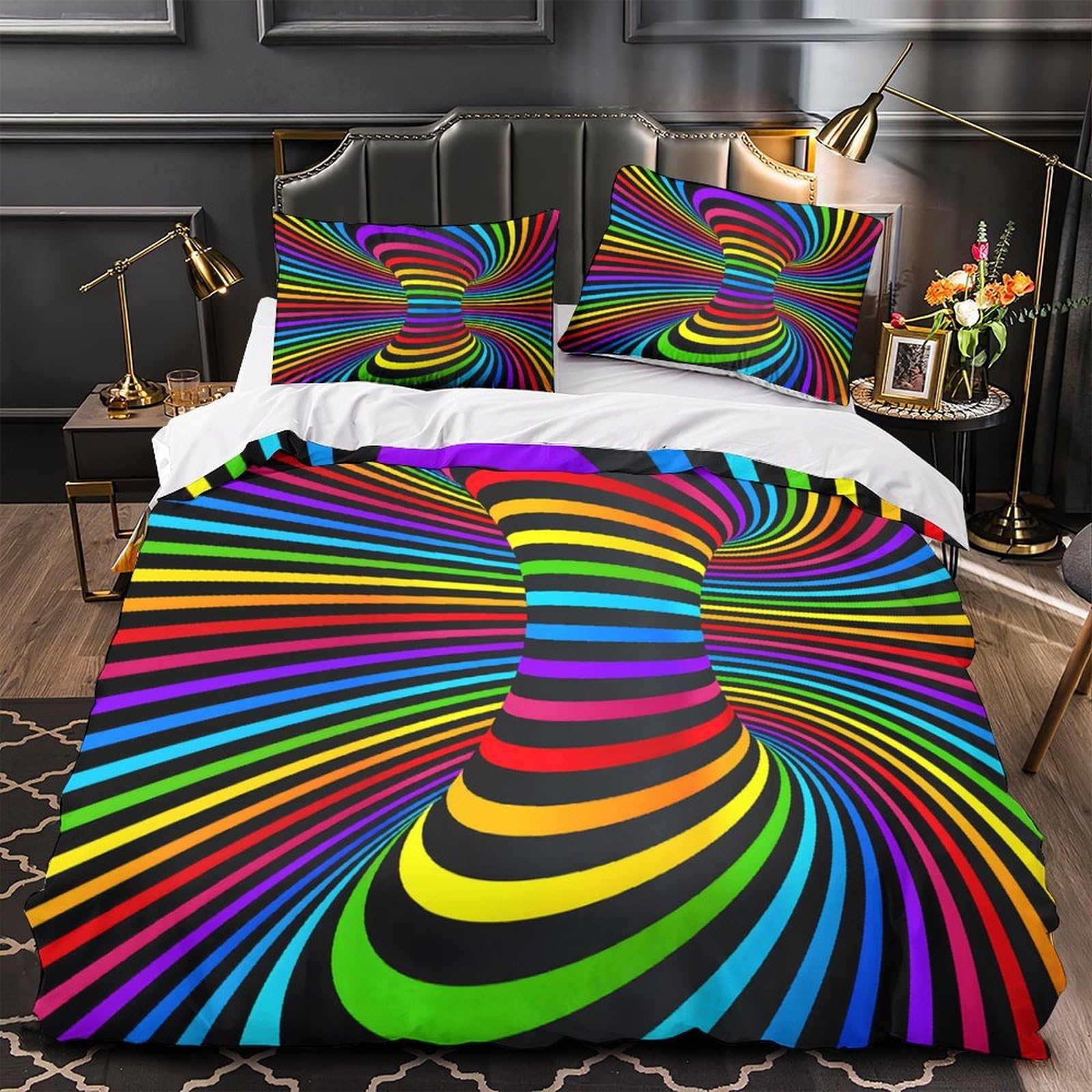 Housse de couette panda abstrait coloré pour transformer la décoration d'une chambre d'adolescent