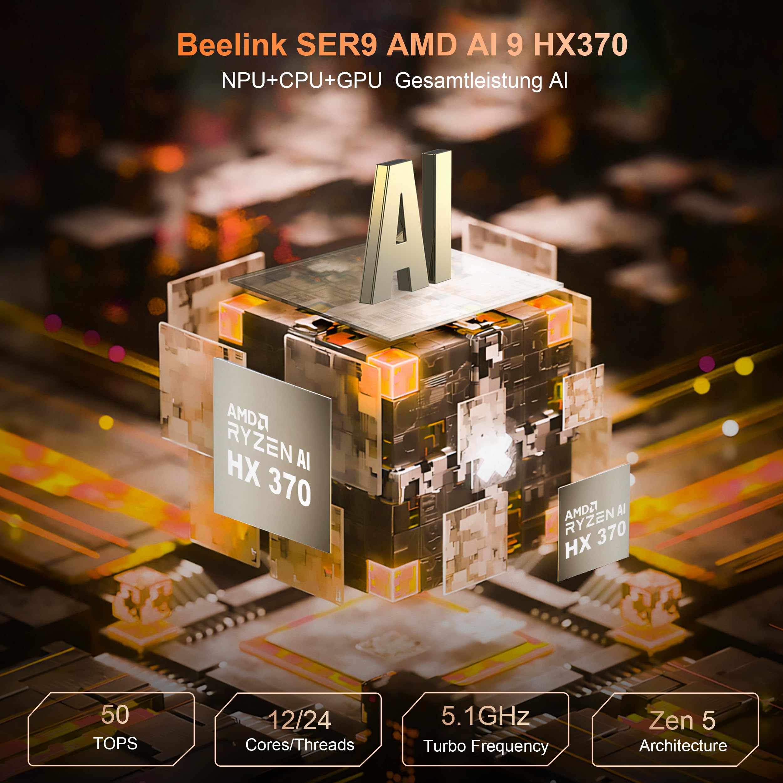 Amazon.co.jp: Beelink SER9 Pro Mini PC、AMD Ryzen AI 9 HX370 (12C