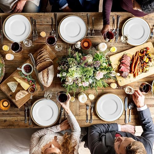 Miniatura 6 de Paquete de 12 platos blancos de postreensalada, platos de melamina, platos llanos pequeños para aperitivos, guarniciones, platos redondos para