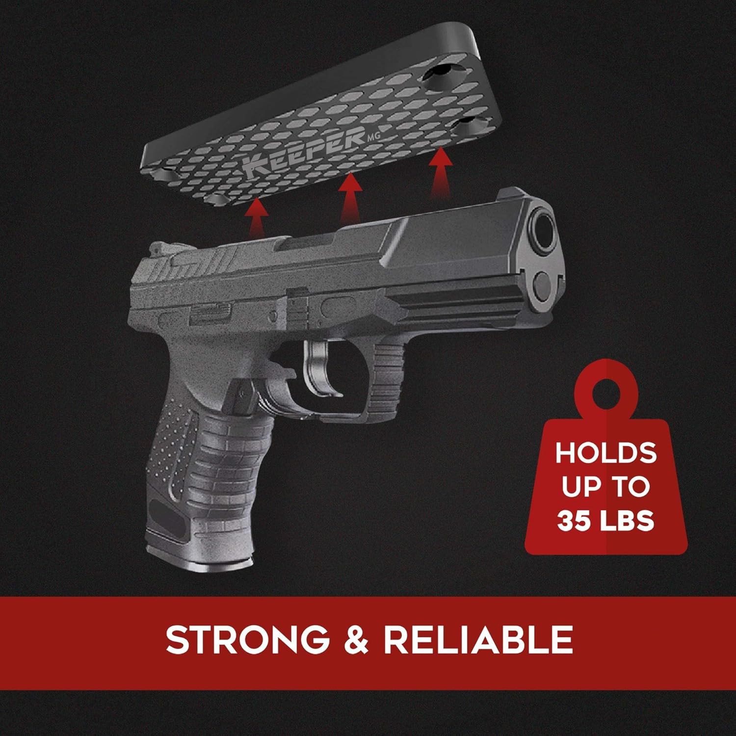 KEEPER MG Gun Magnet for Vehicle - Magnetic Holder for Rifle, Handgun, Shotgun, Pistol up to 35lbs : Sports & Outdoors