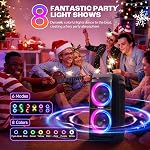 240W Haut-parleurs Bluetooth sans fil, 115dB Bass profond, Grand Haut Parleur Bluetooth Party Box, Boombox portable,IPX6 Party étanche haut-parleurs extérieurs, RGB Lumières, 24H, MIC & Guitare en, TF, AUX