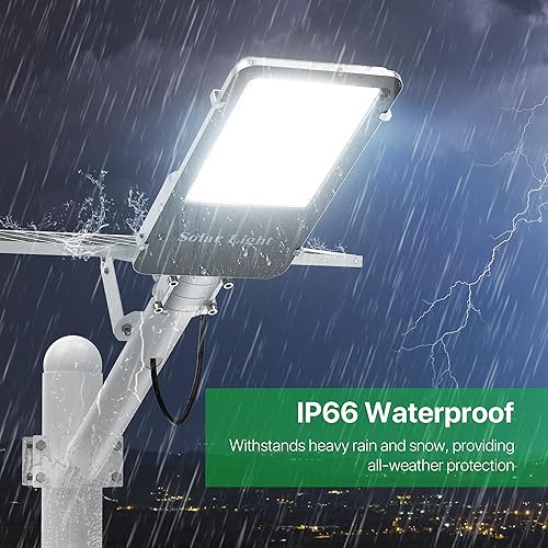 Miniatura 6 de Kifflux Farolas solares para exteriores - Luces solares de 8000 W impermeables para exteriores, luz de calle LED del atardecer al amanecer, luz de