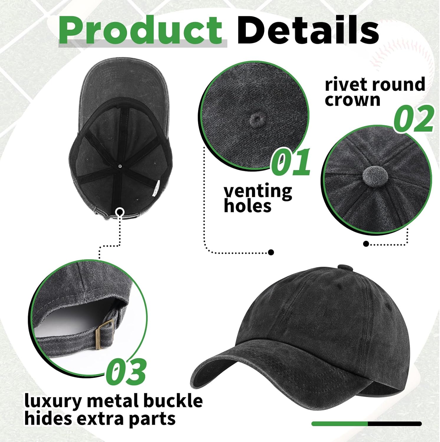 Bonuci 50 Pcs Vintage Baseball hat Bulk Washed Baseball Cap Adjustable Cotton Sports Golf Dad Hats for Men Women