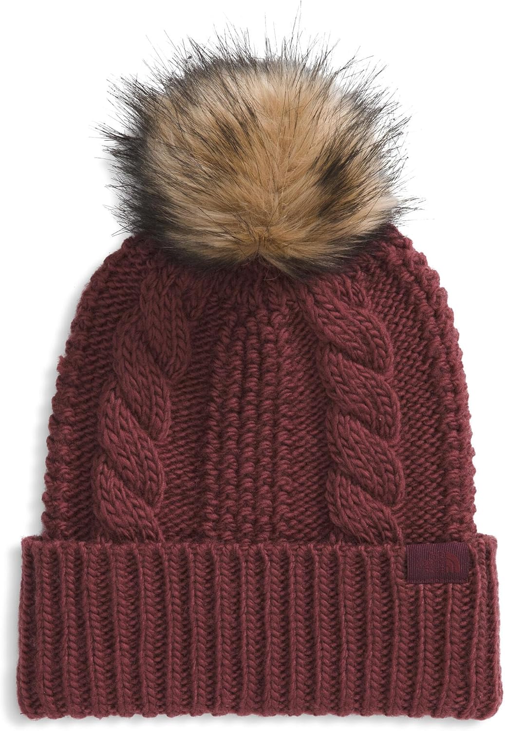 THE NORTH FACE Women's Oh Mega Fur Pom Beanie | Deep Fit Cuffed Winter Hat With Oversized Faux-fur Pom & Cable Detailing