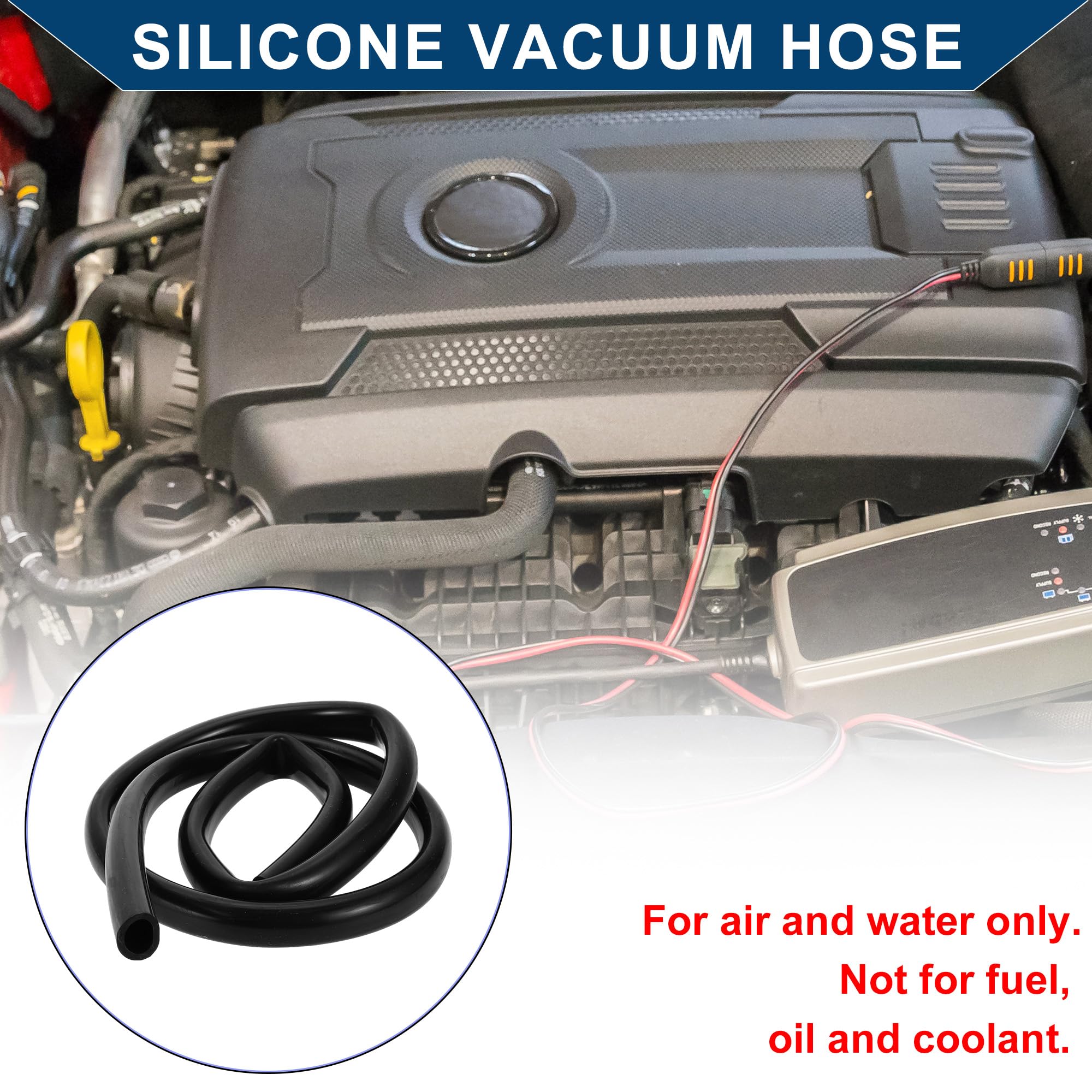 Tubo in Silicone per Aspirazione Tubo per Linea di Aspirazione Automobilistica Ad Alta Temperatura 5.5ft 11/16" 18mm ID 3.5mm Spessore 1 Pezzo Nero