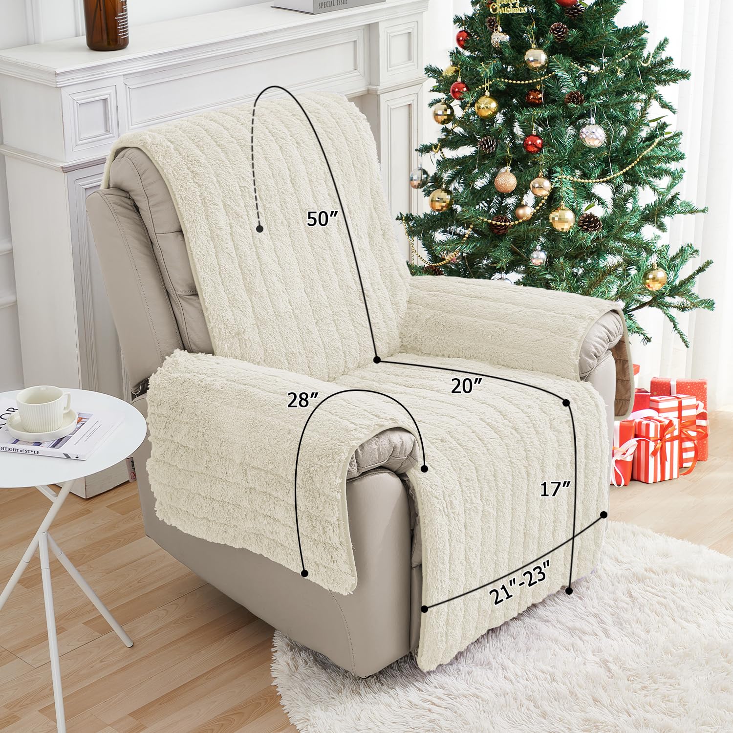 RBSC Home Plush Recliner Slipcover 23 Inches Chair Covers Artificial Wool Lazy Boy Cover Quilted Cover for Recliner Chairs and Furniture