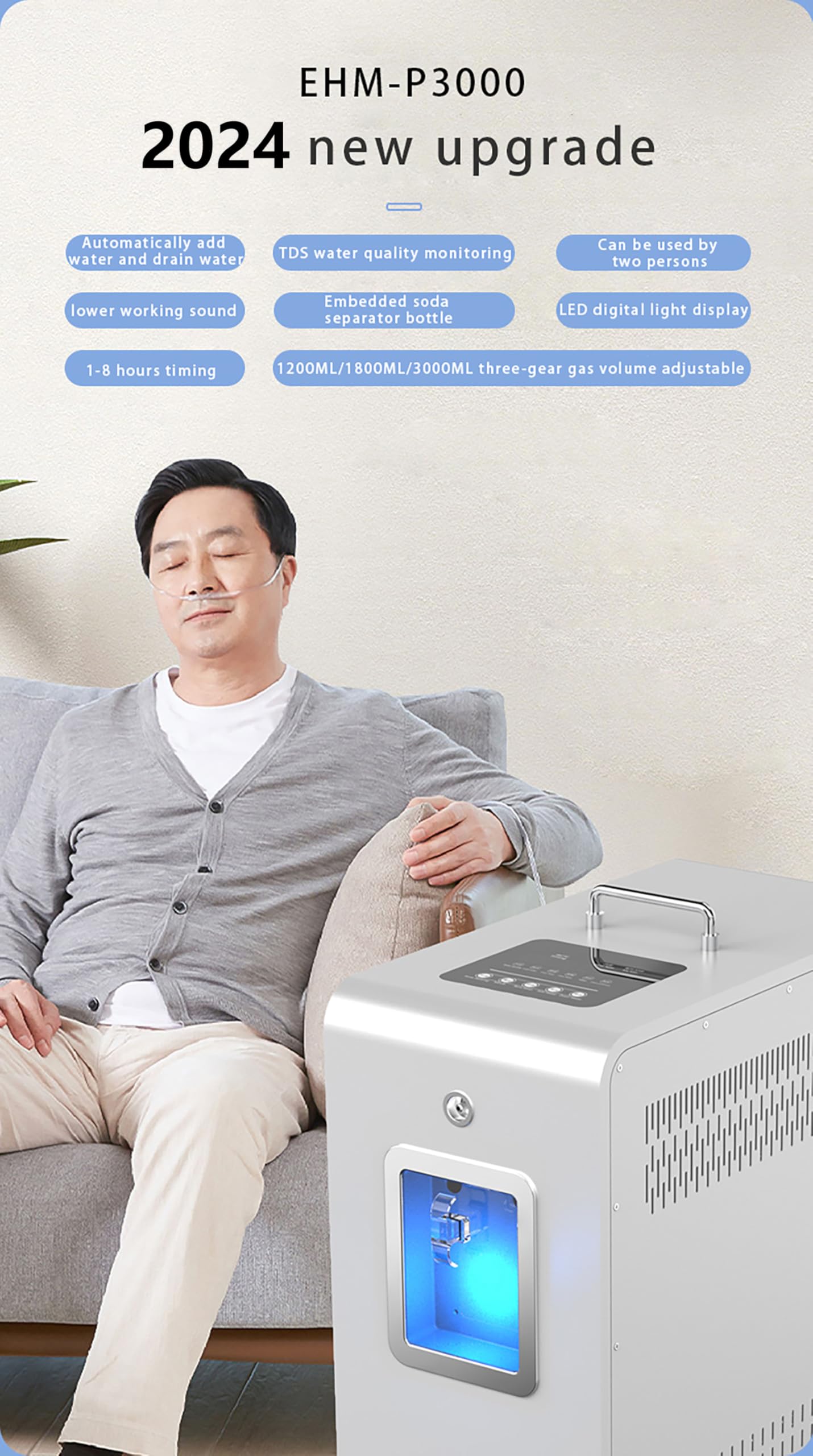 Amazon｜Aniwini 水素吸入機、1500/3000ml/分、99.99%高純度H2吸入器 