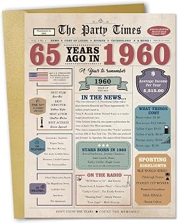 Funny 65th Birthday Card Gifts for Women Men, Retro Gifts for 65 Year Old Woman Man, 65th Birthday Decorations for Grandpa Grandma