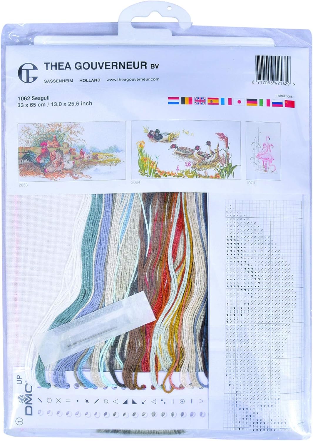 Thea Gouverneur, Counted Cross Stitch Kit, Seagull, Linen, 32 Count, Embroidery Kit for Adults - Image 5