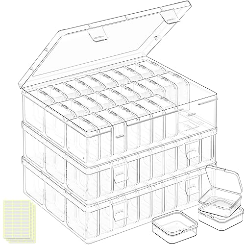 DILIBRA Bead Organizer Box, 93Pcs Small Bead Storage Containers Plastic Cases with Hinged Lid, Rectangle Clear Diamond Painting Storage Containers for Jewelry, DIY Crafts, Bracelet, Seeds, Nail