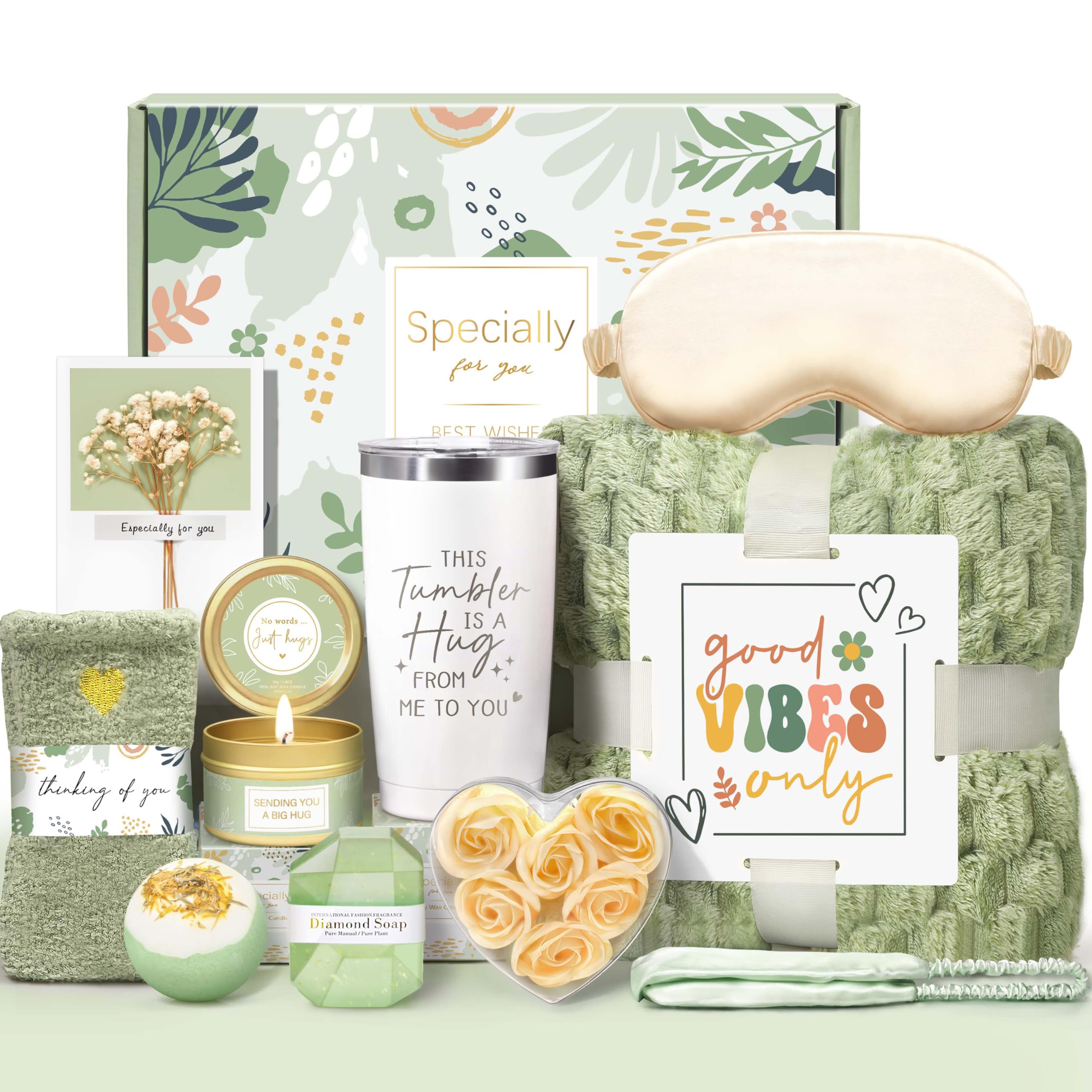 Clexela Mother‘s Day Gift for Women, Vanilla Relaxing Spa Gift Baskets, Self Care Kit Get Well Soon Gift Baskets, Care Package for Her Women Mom Friend Sister