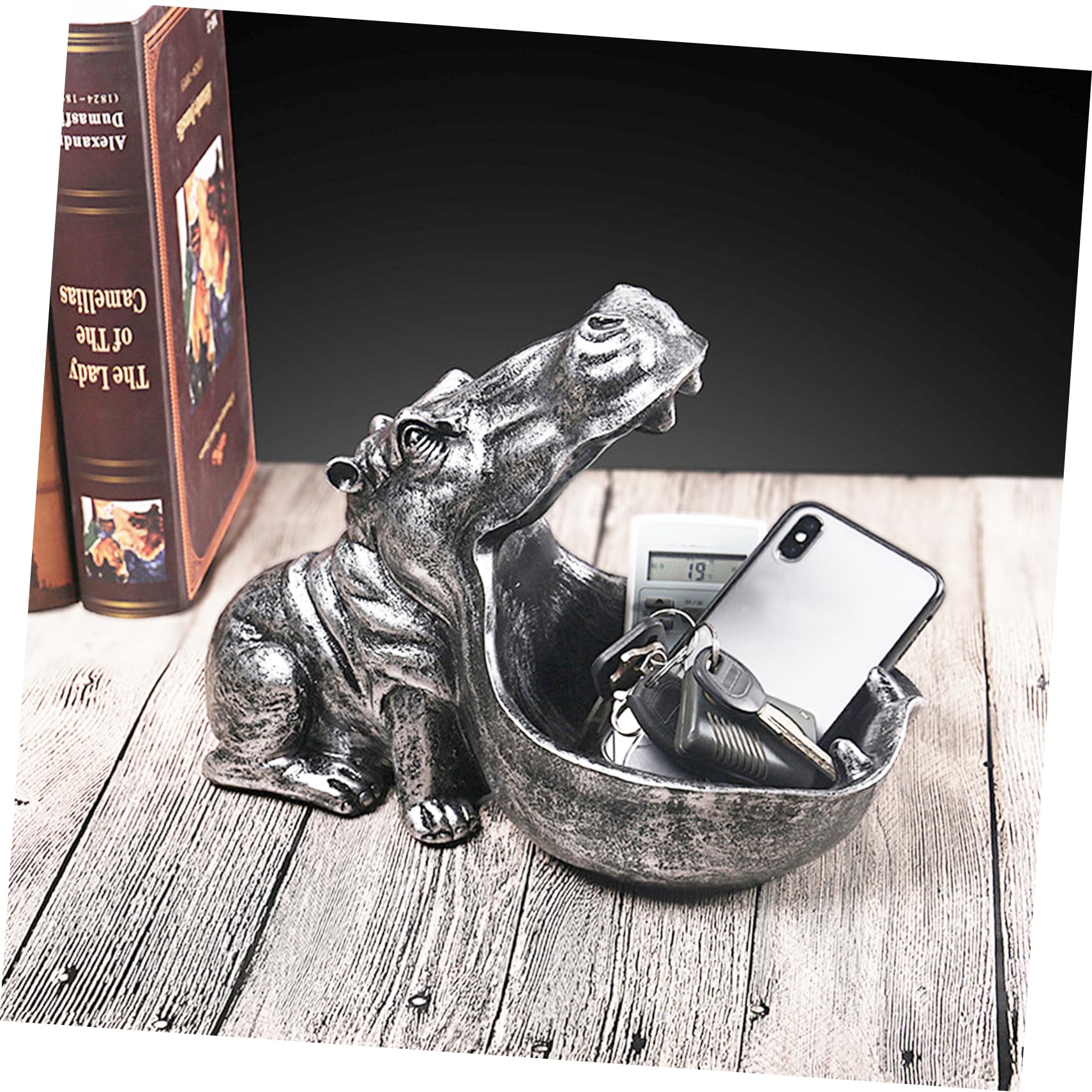 Statuetta Ippopotamo in Resina da Scrivania Contenitore | Design Creativo, per Soggiorno e Camera, Adatta a Colleghi e Amici, Oggetto Decorativo da Collezione