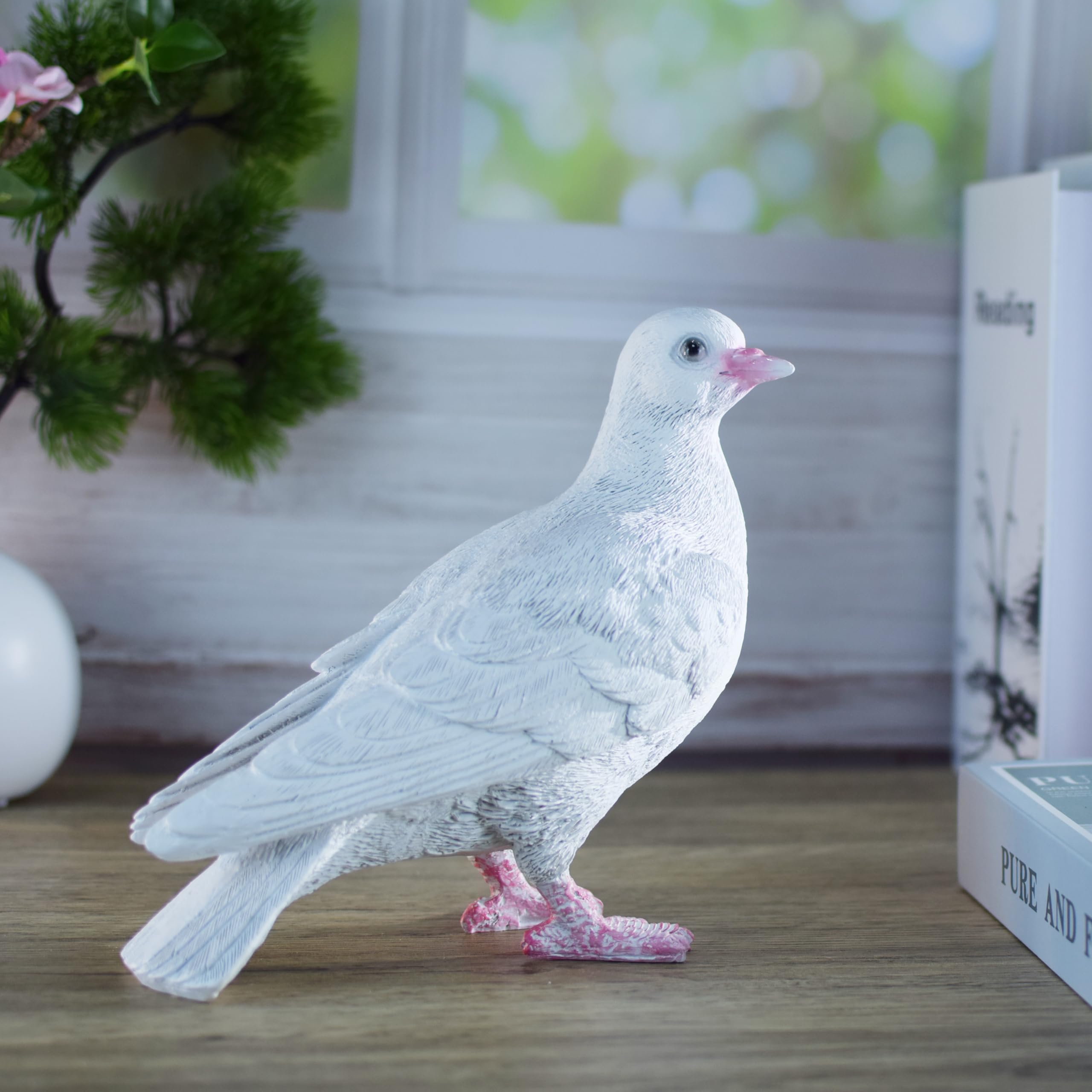 Amazon.co.jp: CubeQuest ホワイト鳩の装飾 屋外装飾 人工