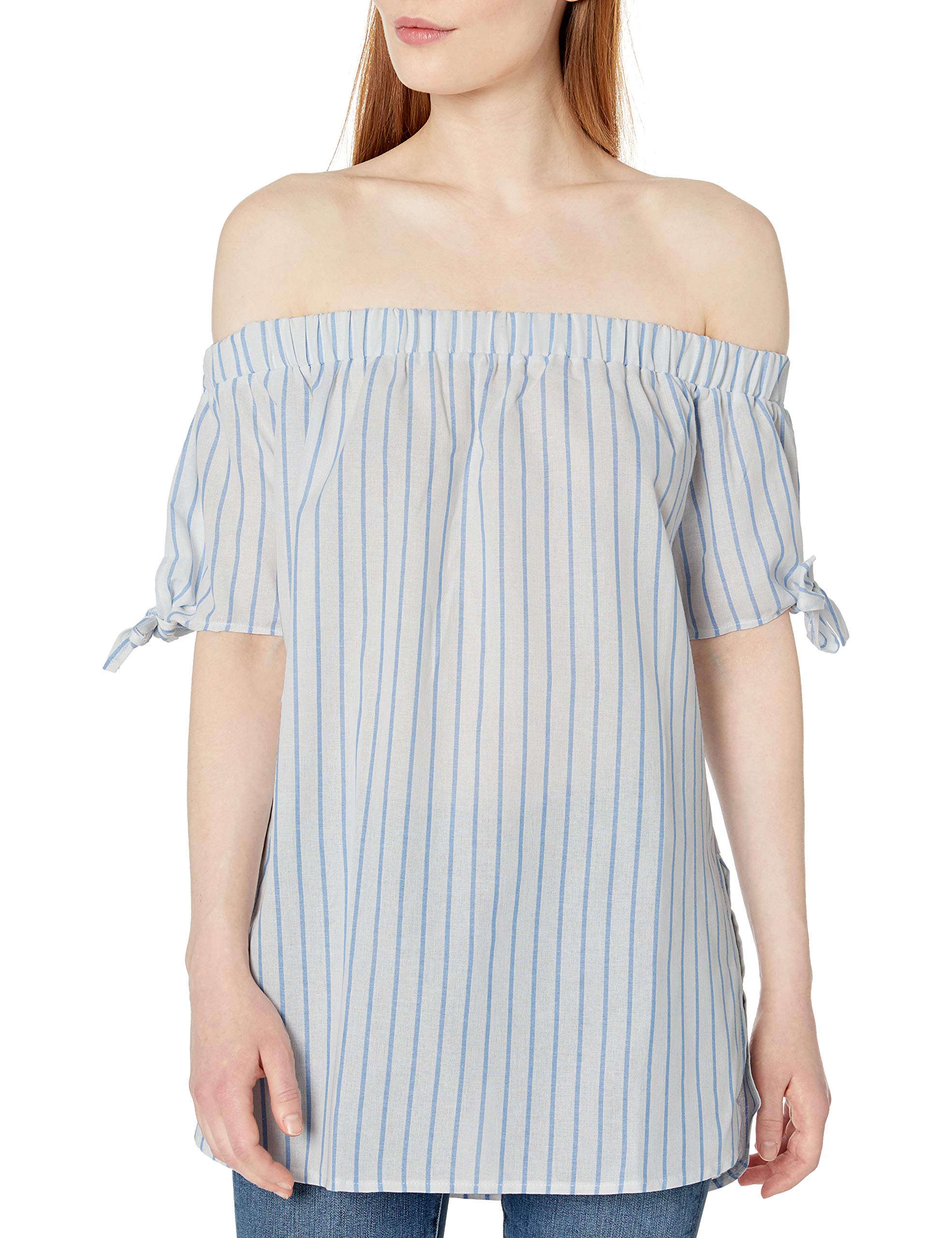 Allison Brittney Women's Off Shoulder Sleeve with Ties Top