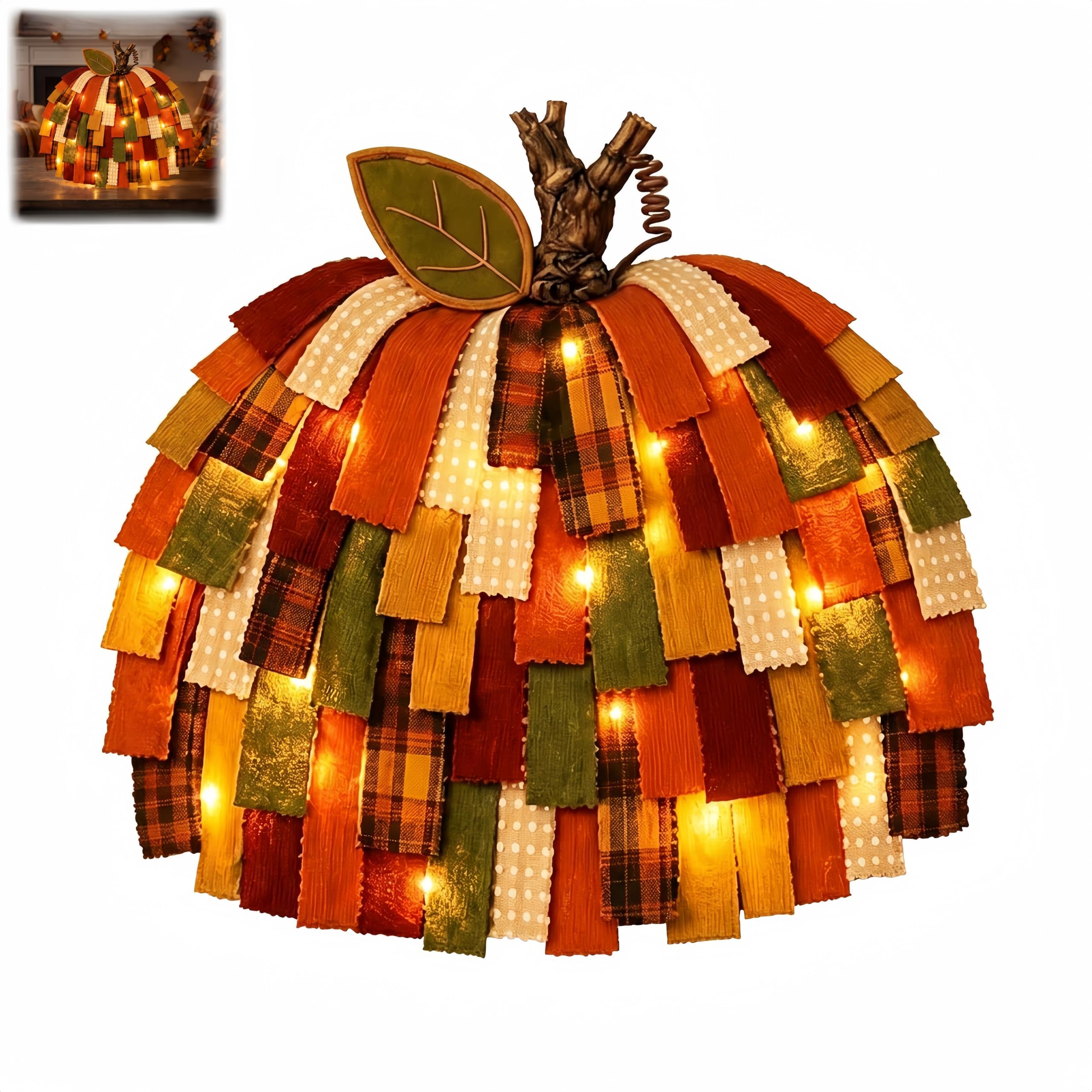 Handmade Patchwork Pumpkin Door Hanger Rustic Farmhouse