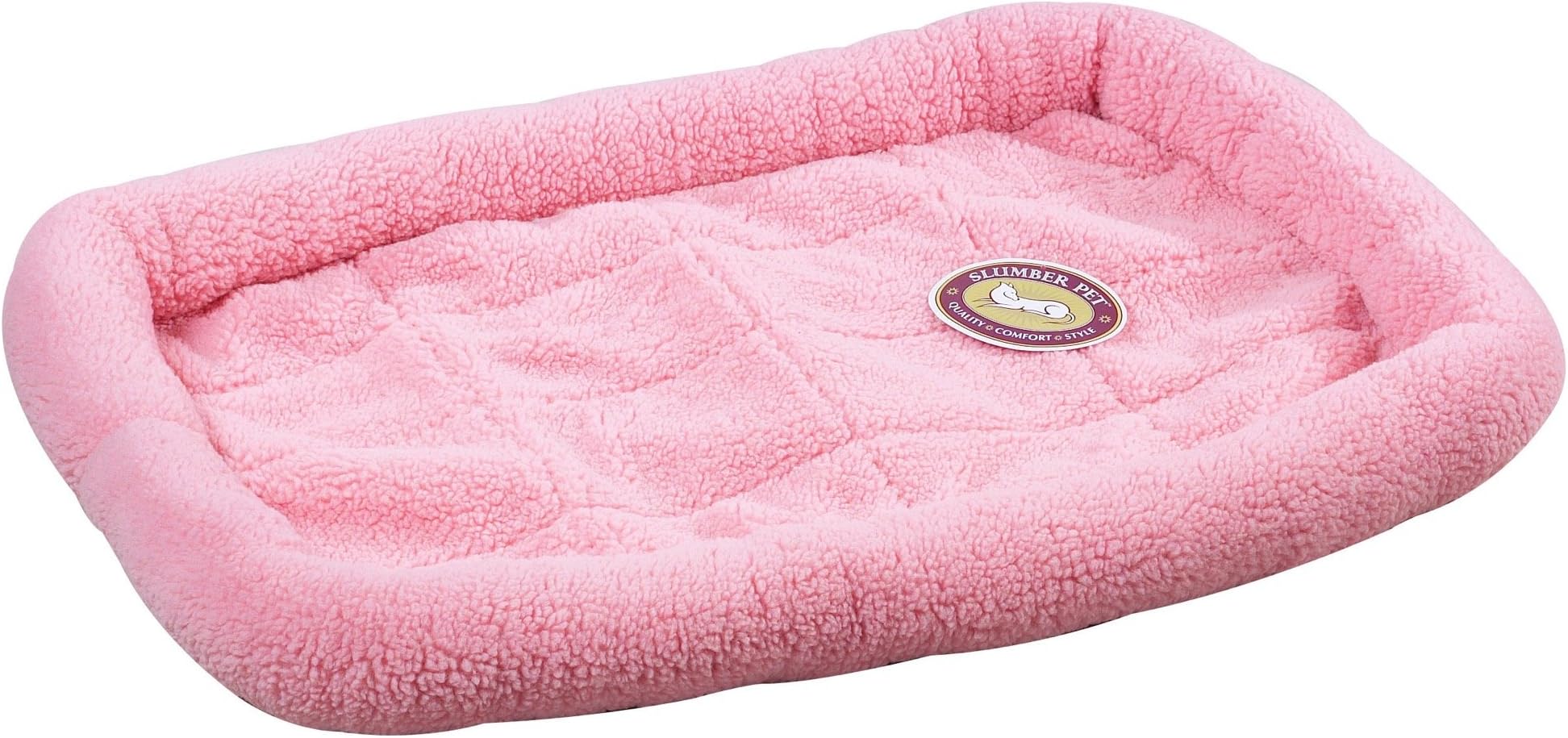 Slumber Pet Sherpa Crate Pet Bed with Bumper-Style Cushioning for Comfort in Crate