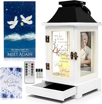 Memorial Lantern with Photo Frame & Keepsake Drawer | Sympathy Gifts for Loss of Loved One, Dad, Husband | Bereavement Memorial Gifts | LED Candle with Timer | Remembrance Gift for Loss by STILLWIND