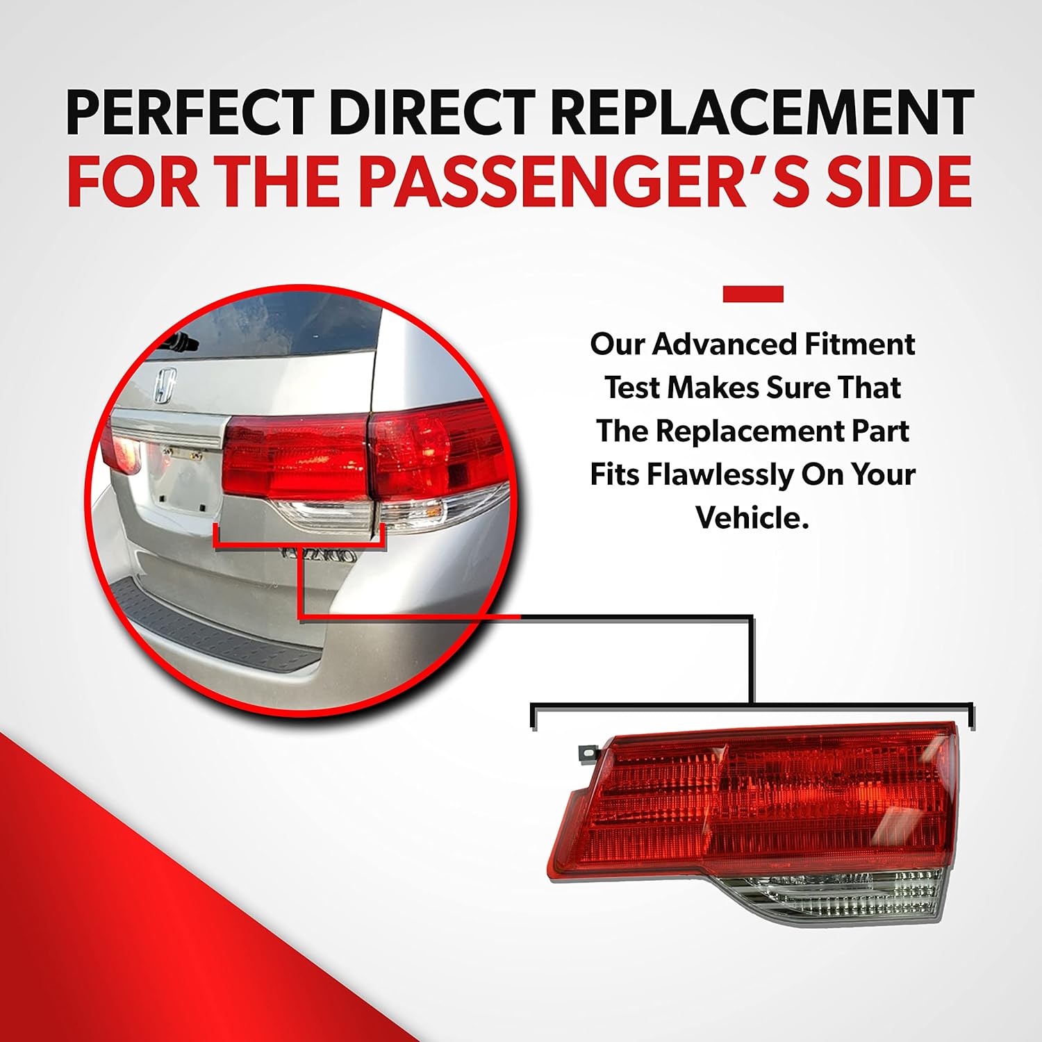 Tail Light Assembly For 2008 2009 2010 Honda Odyssey - Fits Passenger Side of Honda Odyssey Tail Lights - Includes Bulb, Lens, Housing - Tail Light For Odyssey DX LX EX EX-L Touring