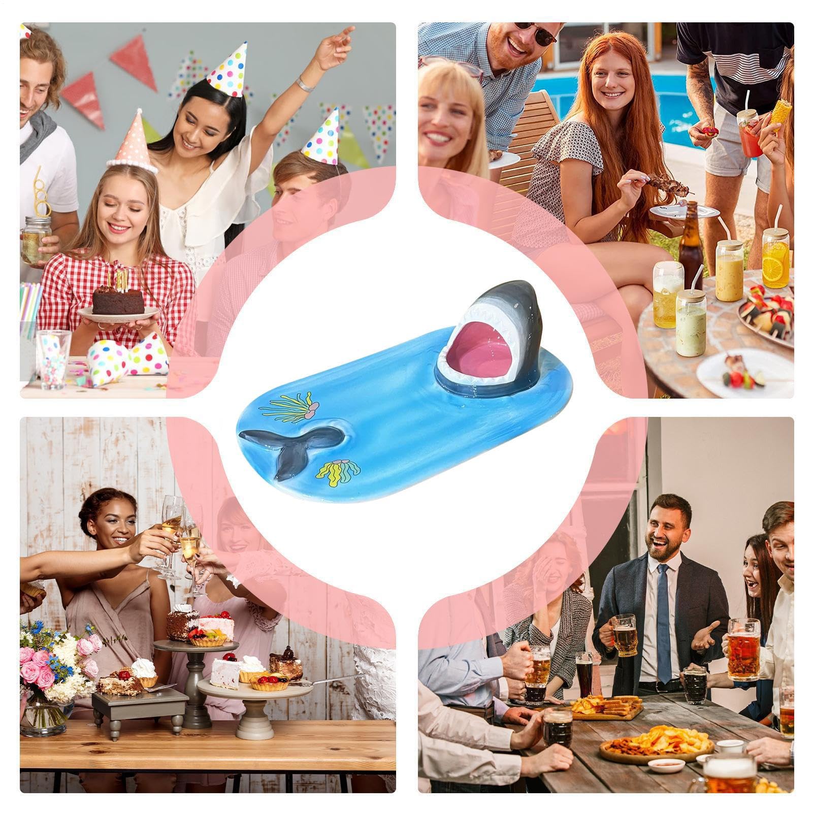 per sushi a forma di squalo, in ceramica, divertente, per nacho, taco, sushi, snack, frutta, ristorante, feste, compleanni, casa, cucina