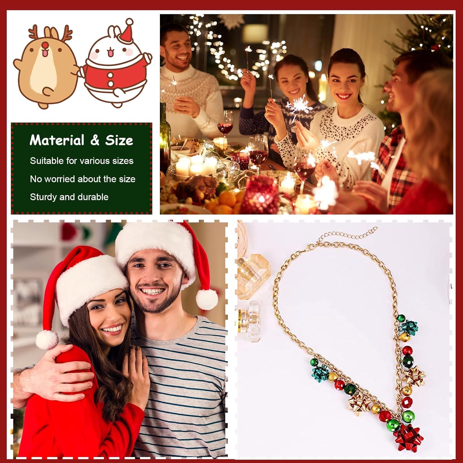 Christmas Jewelry for Women Christmas Jingle Bell Necklace Bracelet Earrings Set Holiday Pendant Necklace for Women Christmas Stocking Stuffers Gifts - Image 3