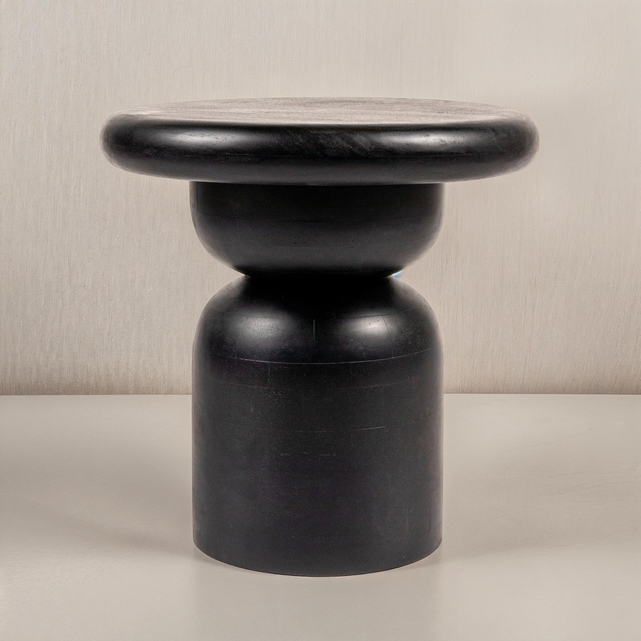 Creative Co-Op Round Mango Wood Accent Table, Black Finish