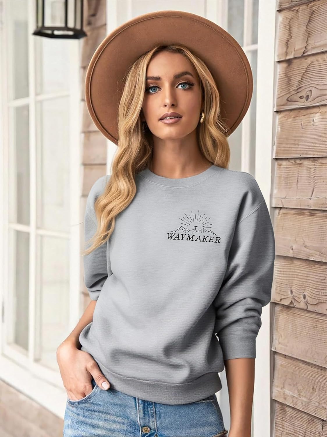 Christian Sweatshirts for Women Waymaker Christian Print Sweatshirts Inspirational Religious Faith Sweatshirt - Image 2