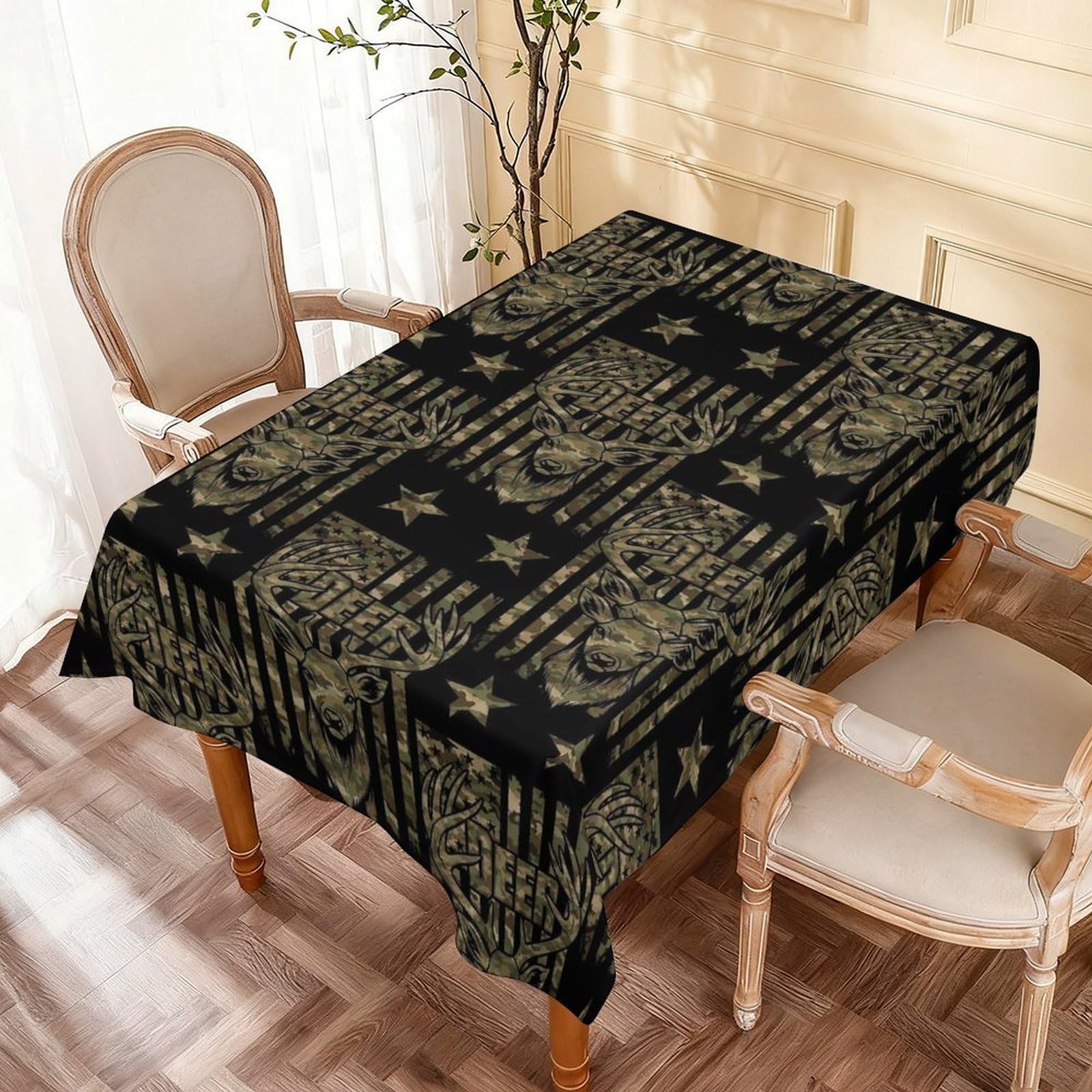 Nappe de chasse 137x183cm camouflage noir pour couverture de table de buffet