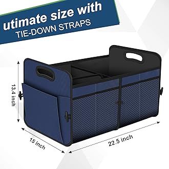 Femuar Car Trunk Organizer,Car Storage Organizer with 72L Large Capacity Waterproof Collapsible and 11 Pockets,Trunk Organizer for Car Suv/Jeep/Sedan, Large Size,Blue