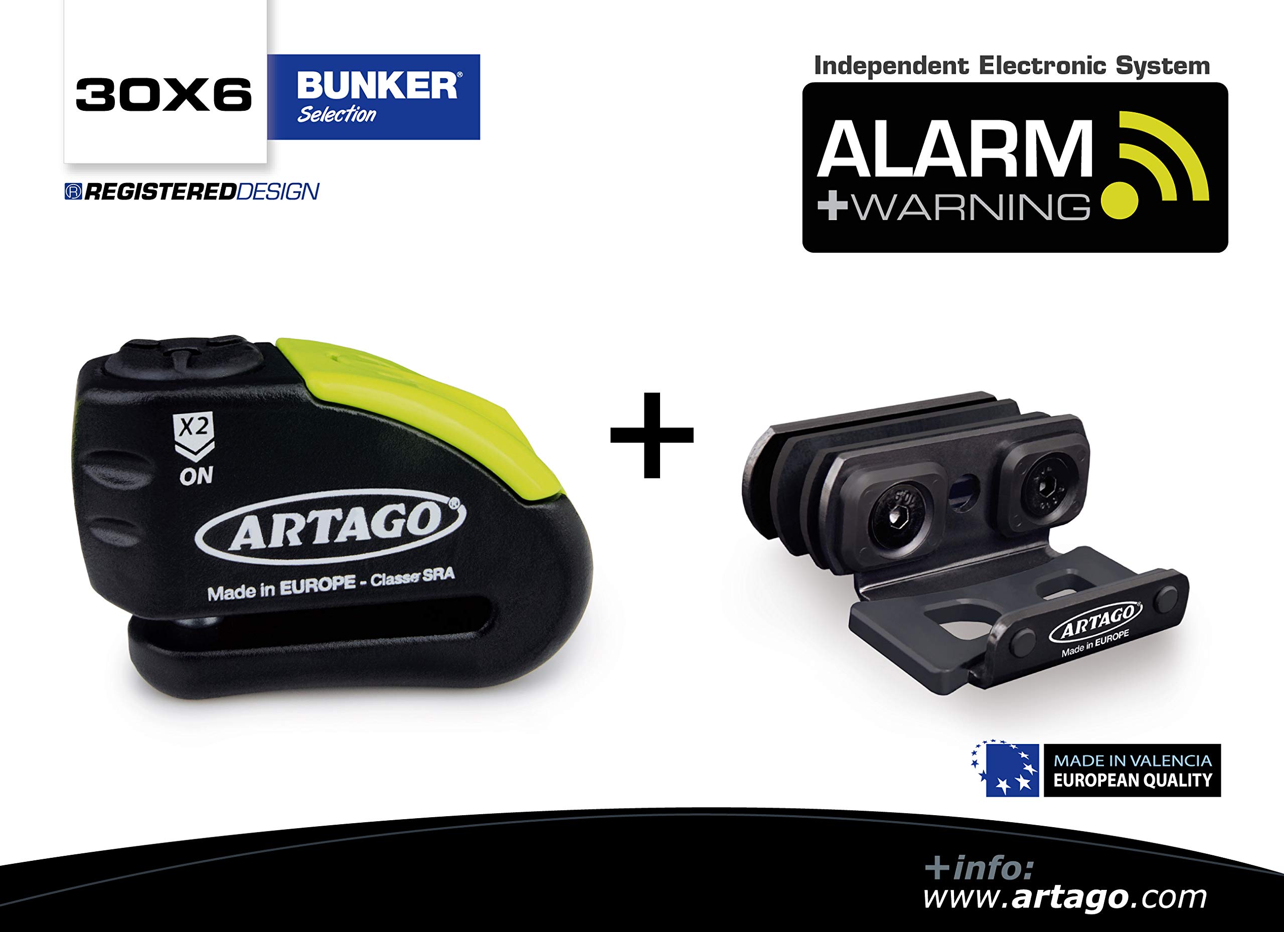 ARTAGO 30X6 Pack Antifurto Bloccadisco con Allarme 120db Alta Sicurezza + Supporto per Yamaha MT-09 e Tracer 900, Omologato Sra e Sold Secure Gold
