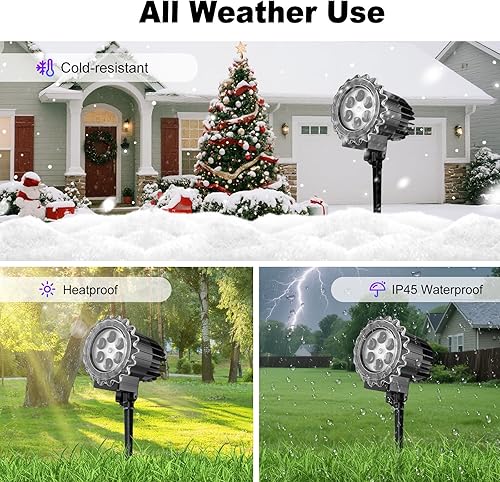 Miniatura 4 de Matekxy Proyector de luces de copo de nieve de Navidad para exteriores, decoración más brillante mejorada, iluminación LED de paisaje de nevadas,
