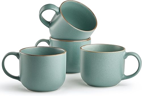 Maison Neuve Riverside Collection - Juego de tazas de cerámica hechas a mano, tazas de comedor modernas, tazas de forma grande y multiusos, aptas