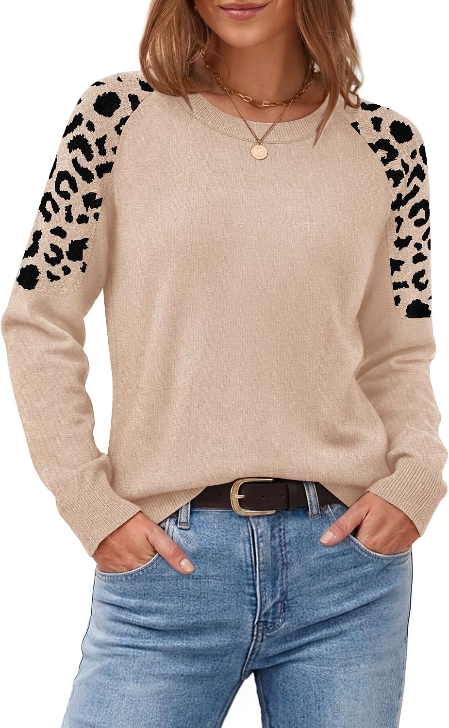WIHOLL Womens Fall Sweaters Contrast Raglan Sleeve Tops Fashion Clothing