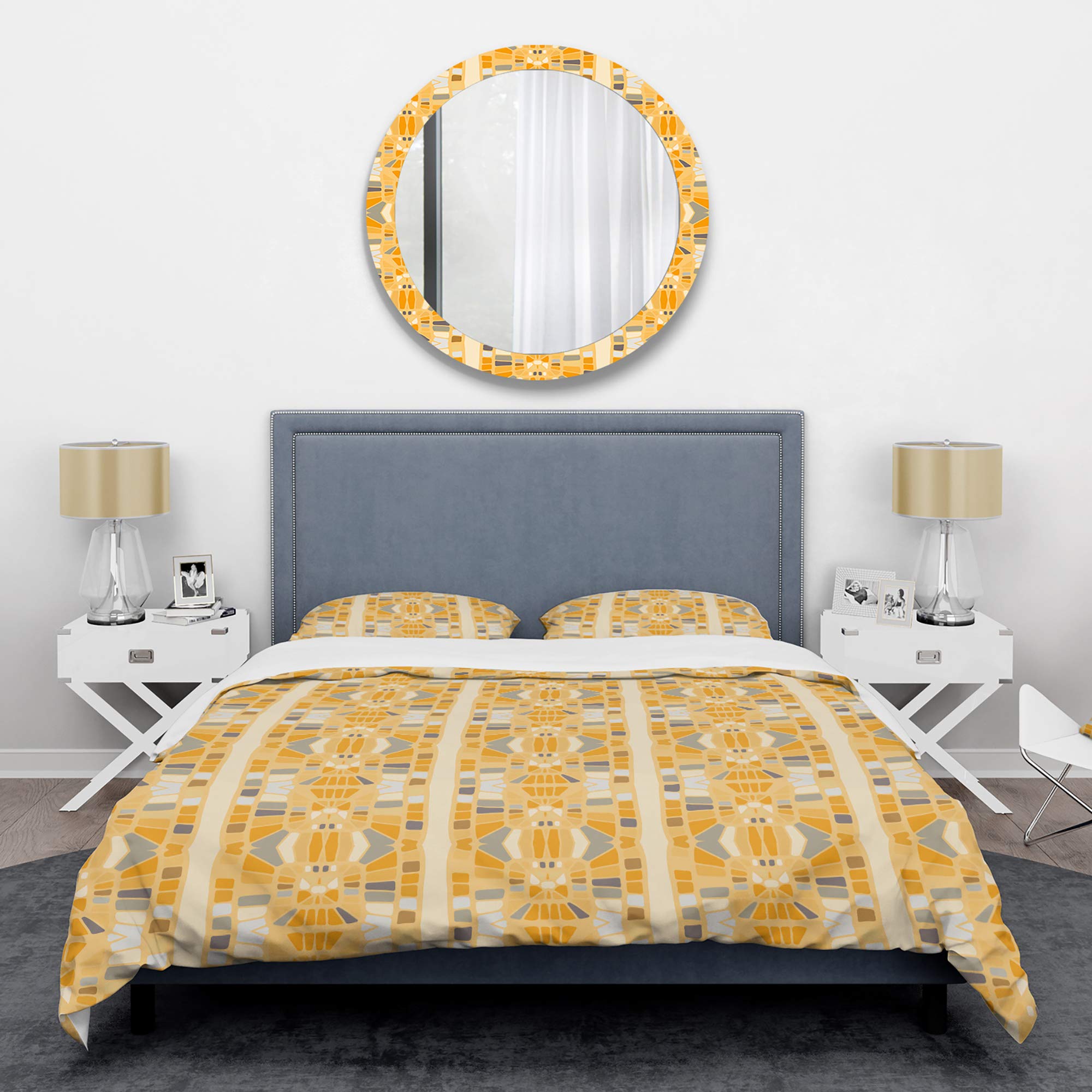 Parure de lit moderne style milieu du siècle drap abstrait géométrique