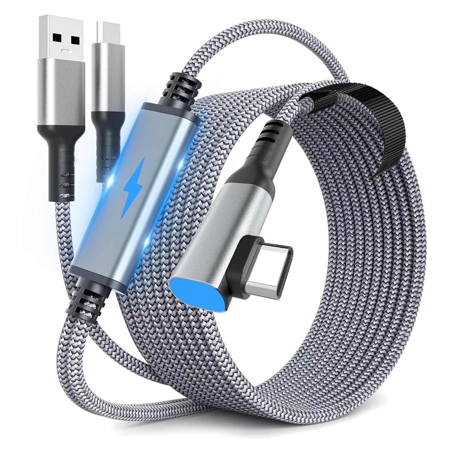 XICEN Link Cable 16 FT for Meta Oculus Quest 3, Quest 2/Pro Accessories, 3 in-1 Charging While Playing All Day, with USB C Sufficient Power for VR Headset (16FT Charging While Play)