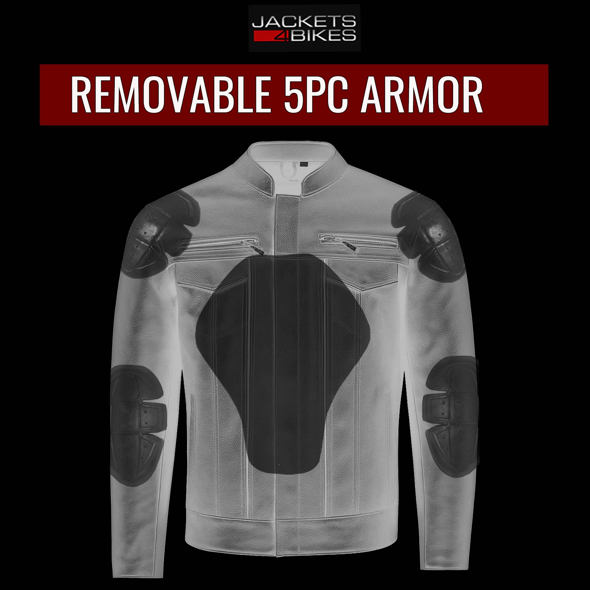 OUTRIDER Mens Motorcycle Jacket Premium Natural Buffalo Leather CE Armor Utility Pockets Biker Touring Black L — view 9