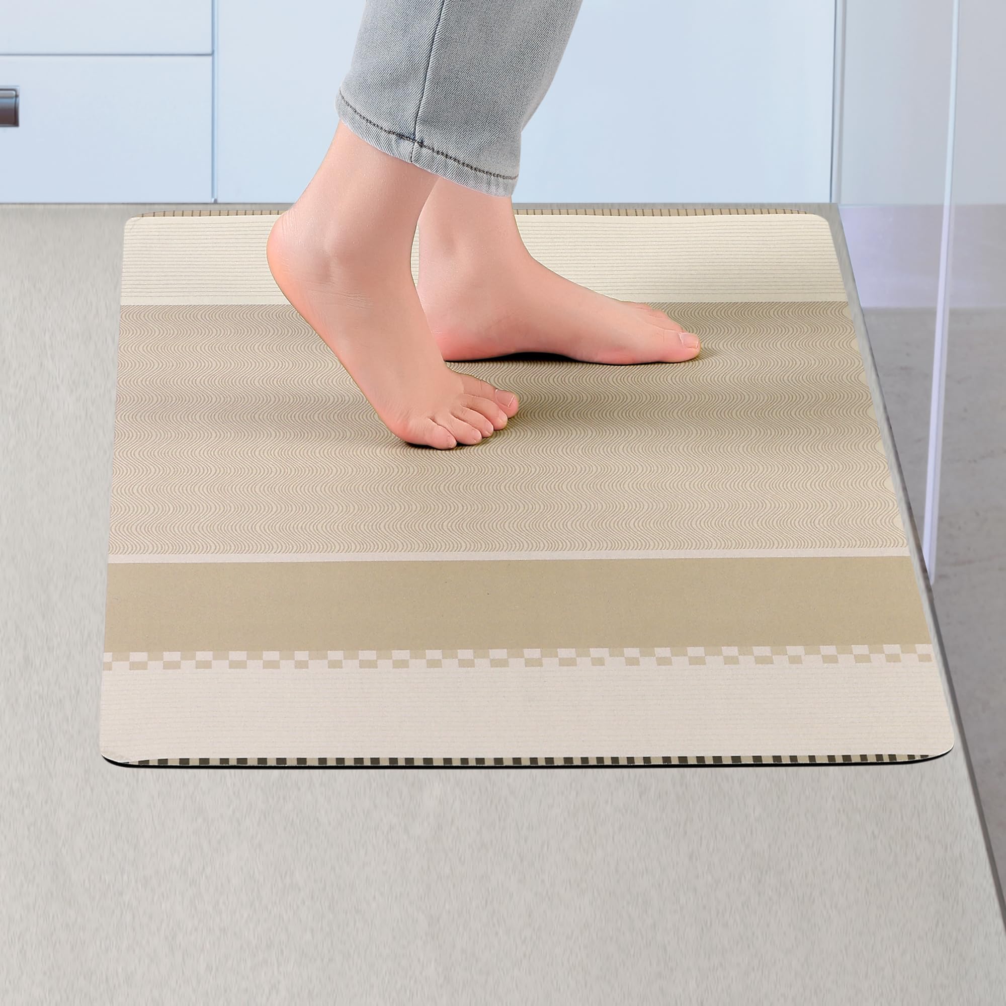 Uxcell Modern Soft Comfort Kitchen Rug Absorbent Non Slip Kitchen Mat Washable Mats for Floor Brown-3 60 x 90 cm - Image 2
