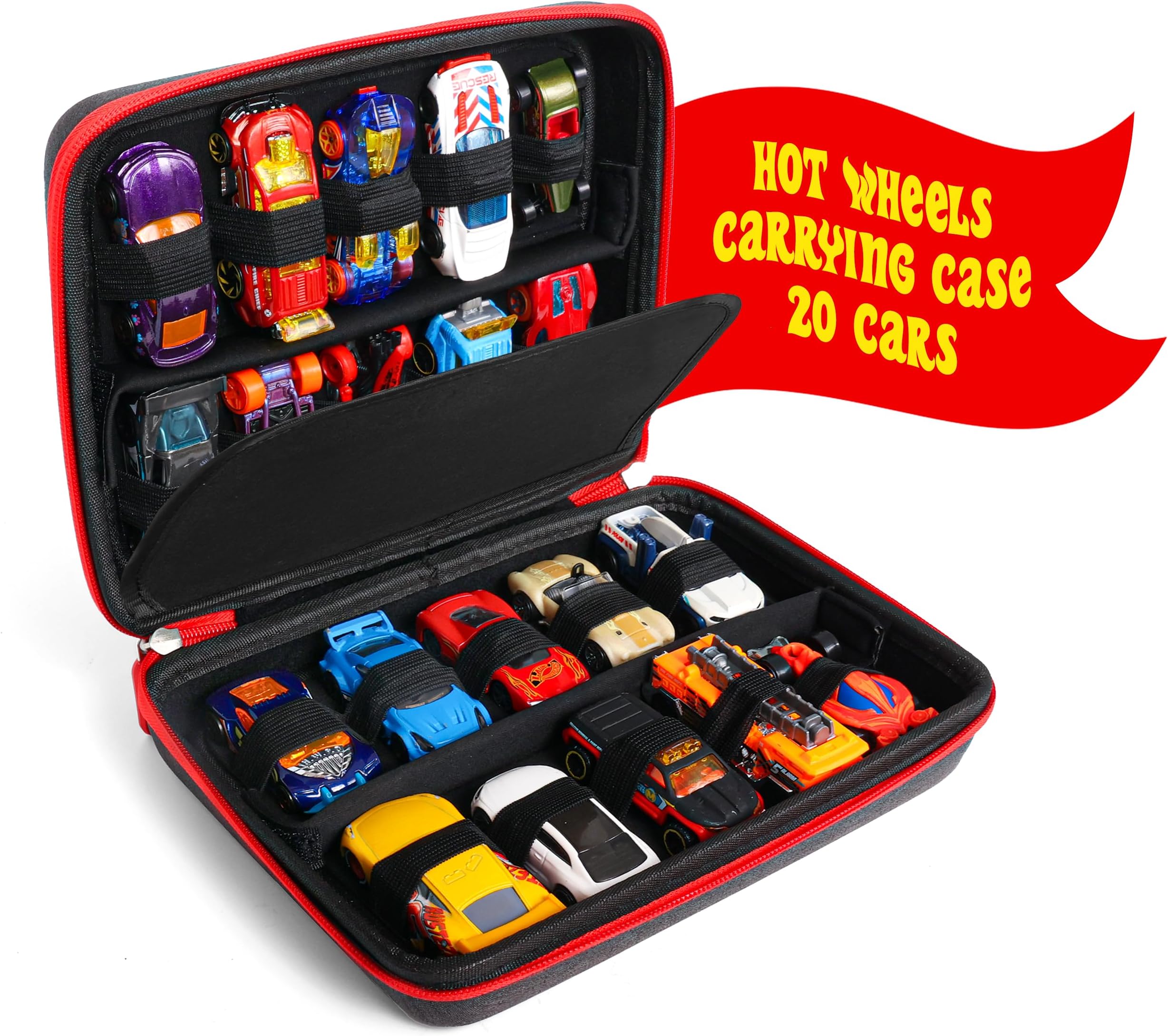 Built Tough Hard Shell Storage Case for 20 Hot Wheels and Matchbox Toy Cars, a Perfect Carrying Case for Young Collectors