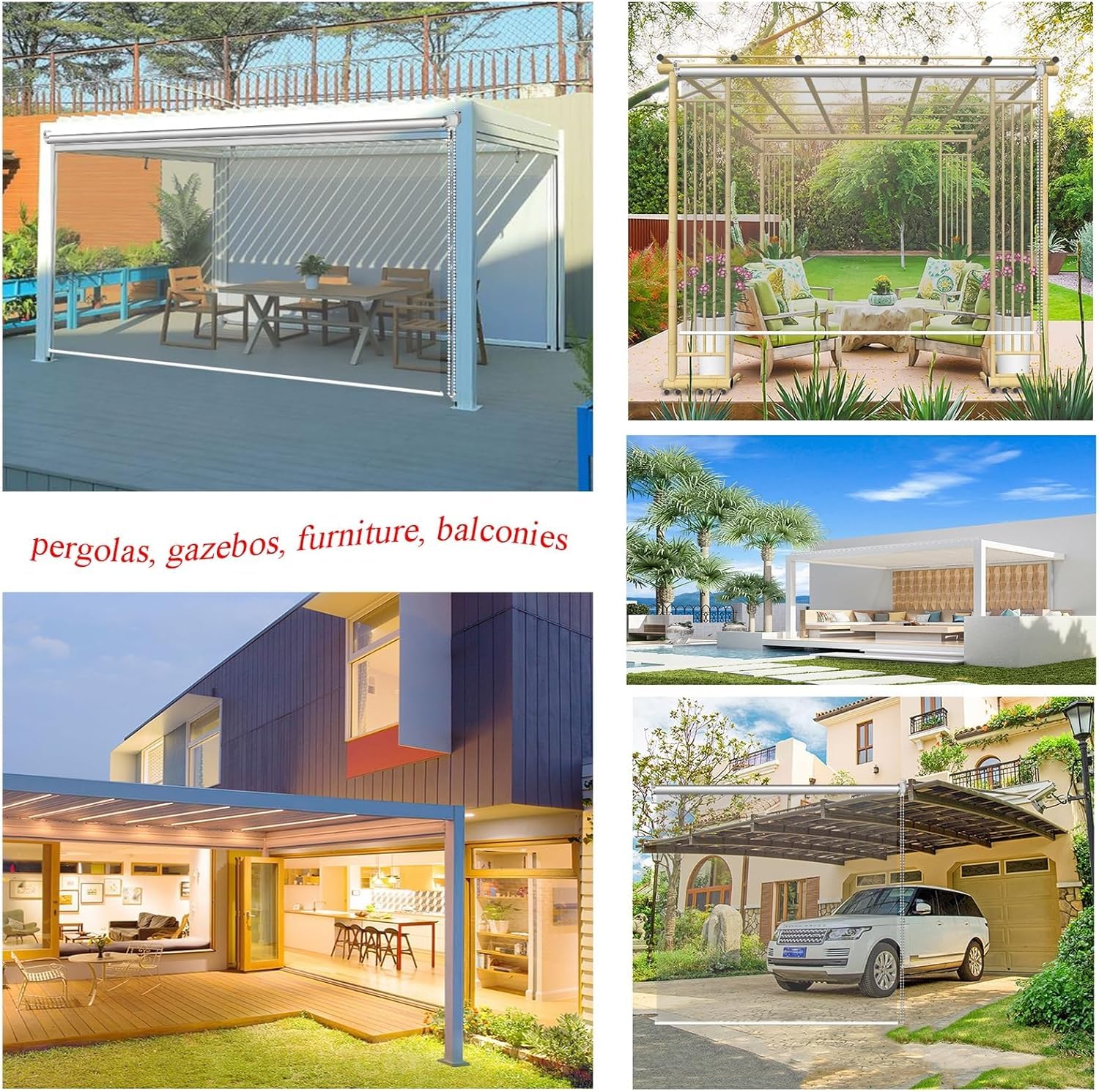 Stores enrouleurs Transparents et imperméables, Stores enrouleurs de pergola extérieurs for serres, balcons, belvédères.(1.8 * 2.0m)