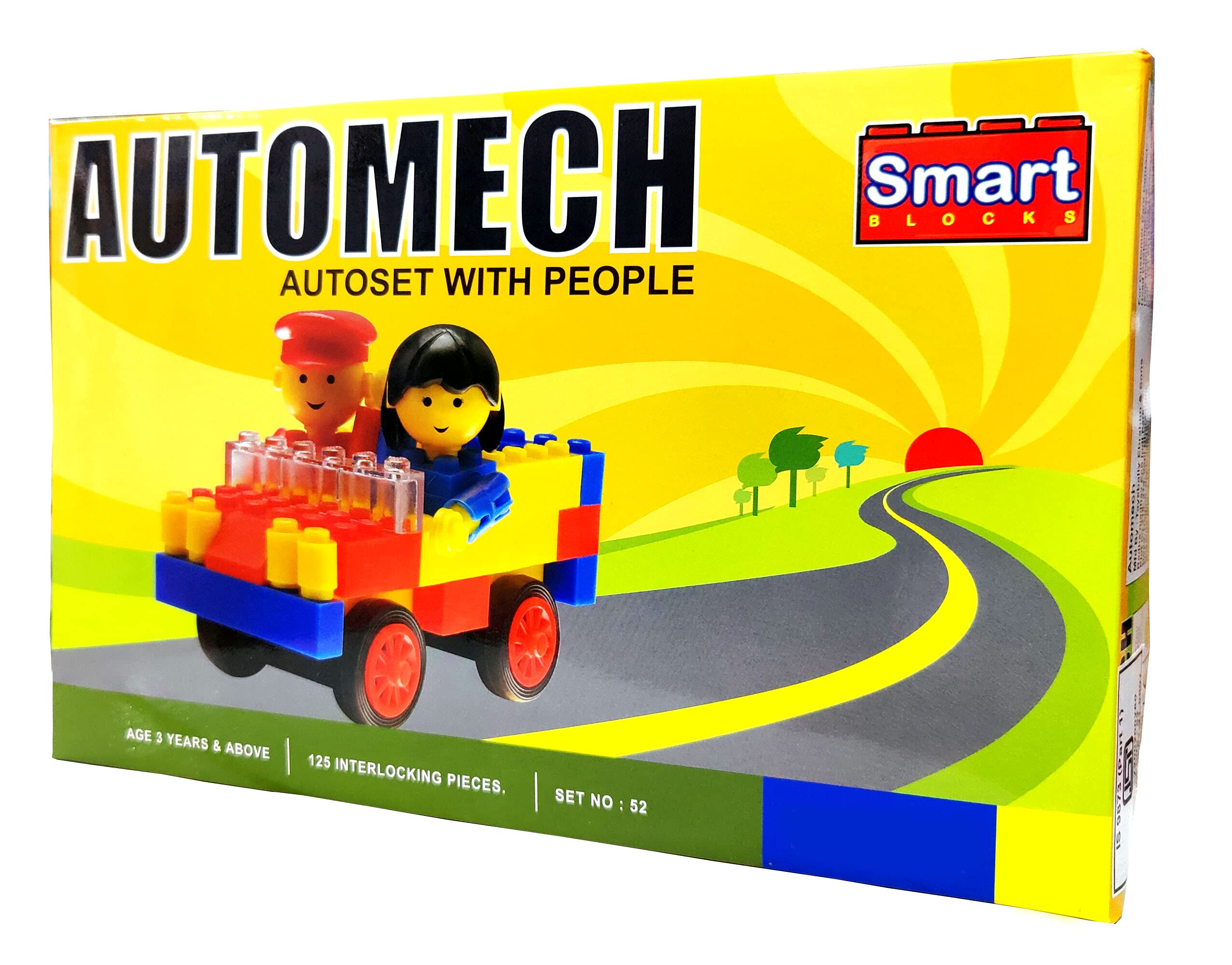 TOYMANIA EDUCATIONAL AUTOMECH SMART BUILDING AUTO-SET BLOCKS GAME FOR KIDS, FAMILY AND FRIENDS. | WITH 125 PIECES OF COLORFUL BLOCKS. | INTERLOCKING BLOCKS. | BUILD 8 MODELS & INDOOR GAME. (GREEN COLOR)