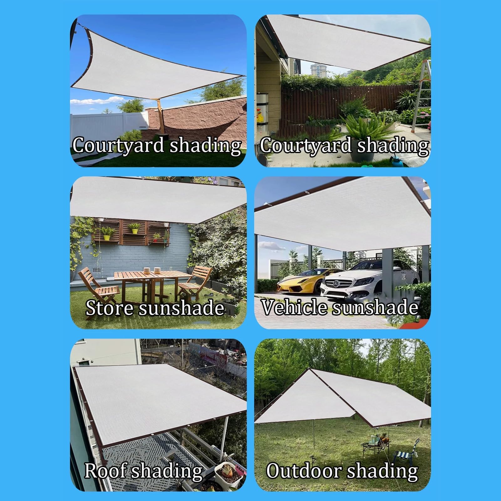 Malla de Sombreo con Ojales, Red de Sombra Blanca, Transpirable | Lona Sombra Exterior, 85% Ocultación/Rayos Ultravioleta para Invernaderos Terrazas Plantas,Pérgola(2x3m/6.6x9.8ft)