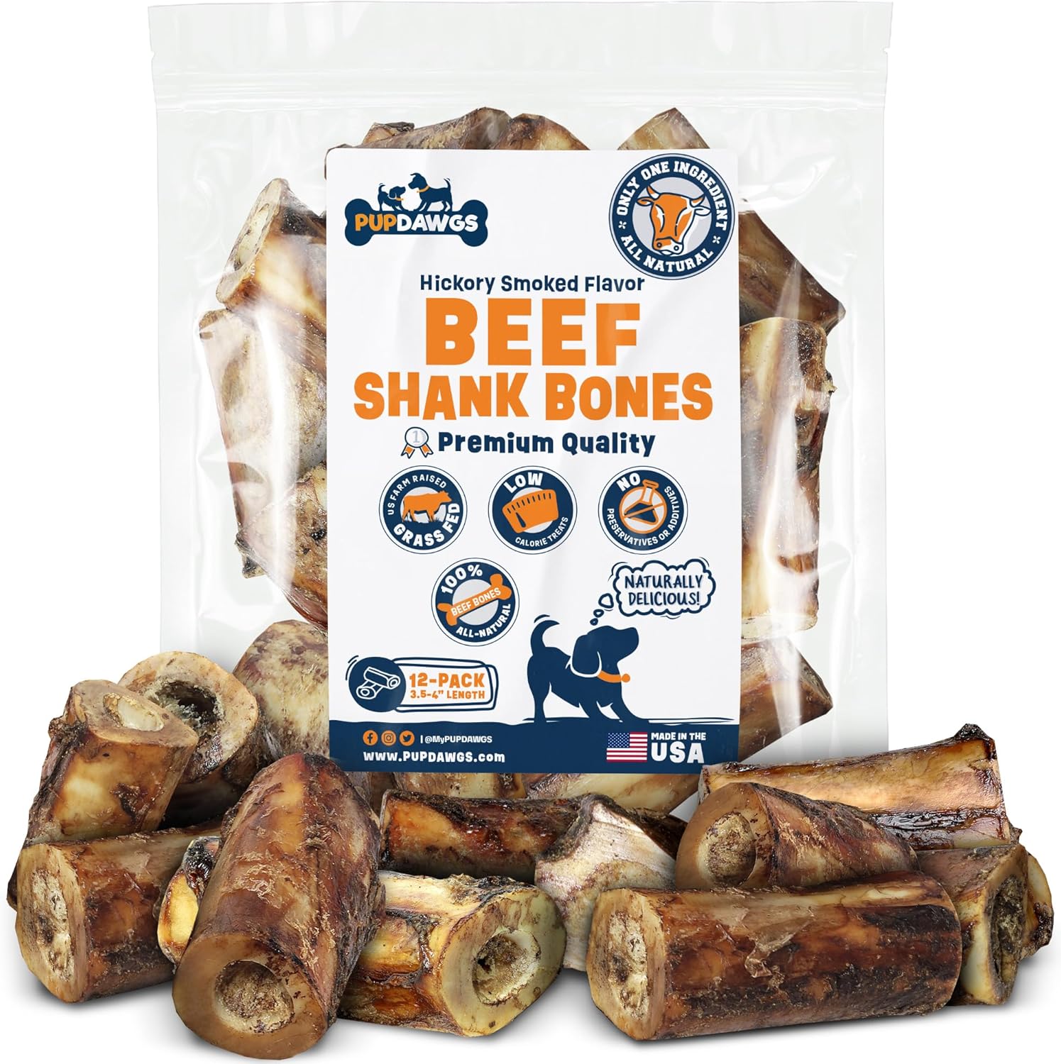 PUPDAWGS Single Ingredient Dog Bones Made in USA Beef