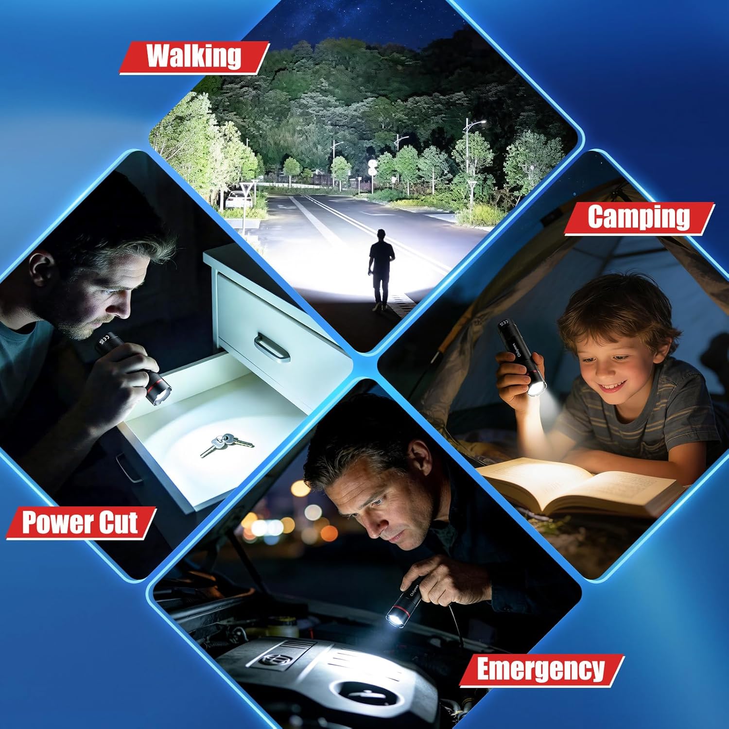 USB C Rechargeable Flashlight 2 Pack, Zoomable Waterproof LED Small Flashlight with 4 Modes, Handheld Pocket EDC Flashlights for Camping, Hiking, Dog Walking, Home Use, Emergency, Tool Gifts for Men