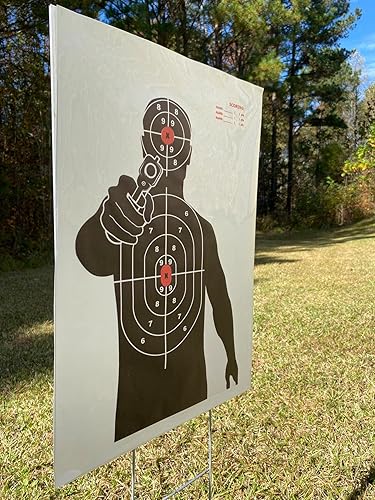 Miniatura 3 de Paquete de 10 objetivos de disparo 12 x 20 pulgadas objetivo de salpicadura de silueta, póster de práctica, ideal para todas las armas de fuego,