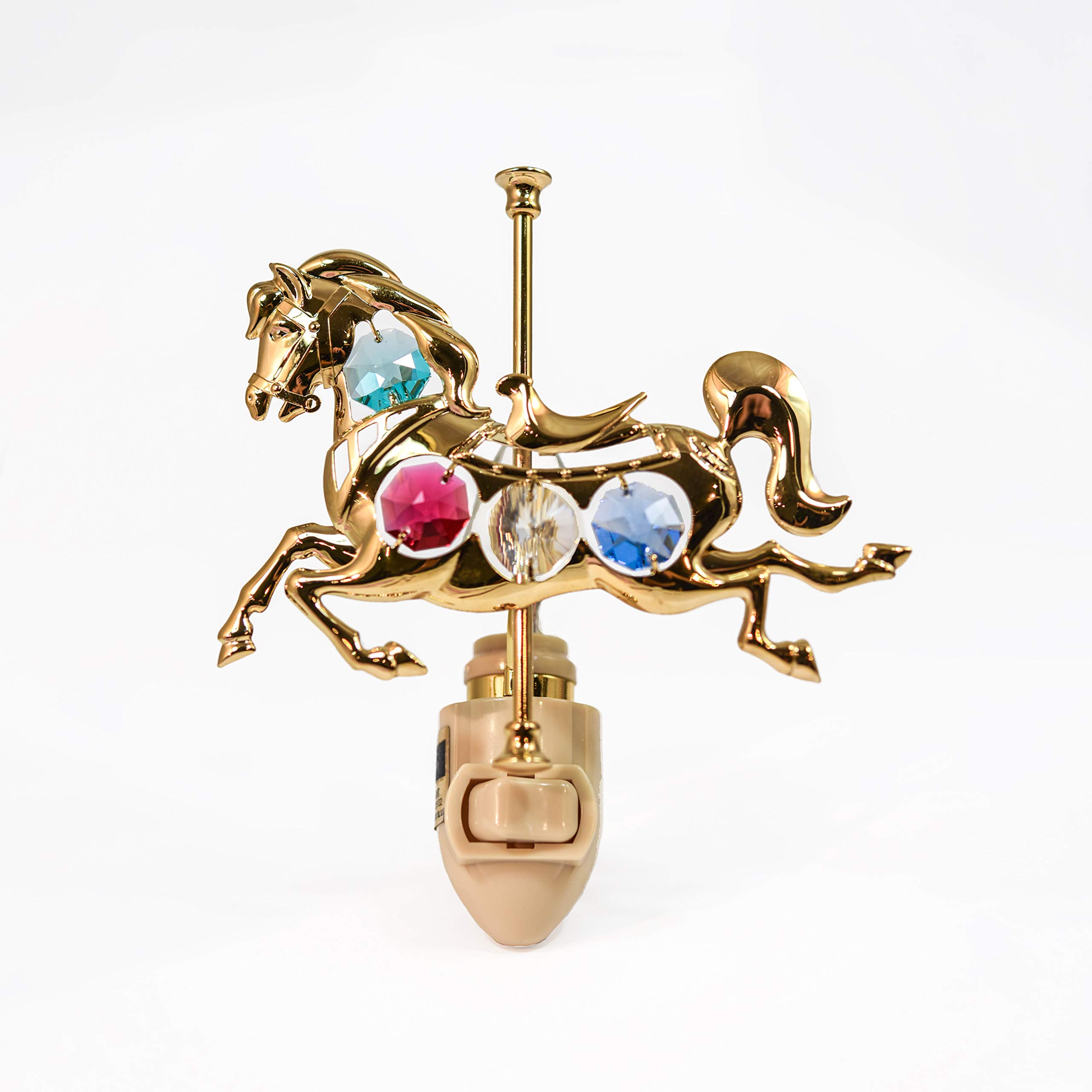 Night Light 24K Gold Plated Carousel Horse W/Mixed - Home Décor, Ideal for Kids Bedroom, Nursery, Bathroom, Hallway nightlight Room Decoration