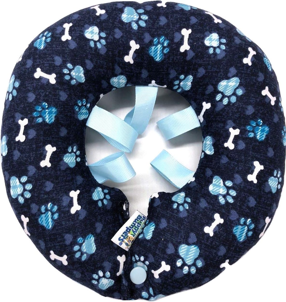 Puppy Bumpers Blue Paw Prints - Made in USA Puppy Bumpers 100% Cotton Stuffed Safety Fence Collar to Keep Your pet Safely on The Right Side of The Fence. (13-16")