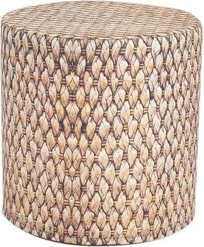 Delsit Puf otomano para exteriores, taburete impermeable para uso en interiores y exteriores, reposapiés redondo con funda extraíble, decoración de