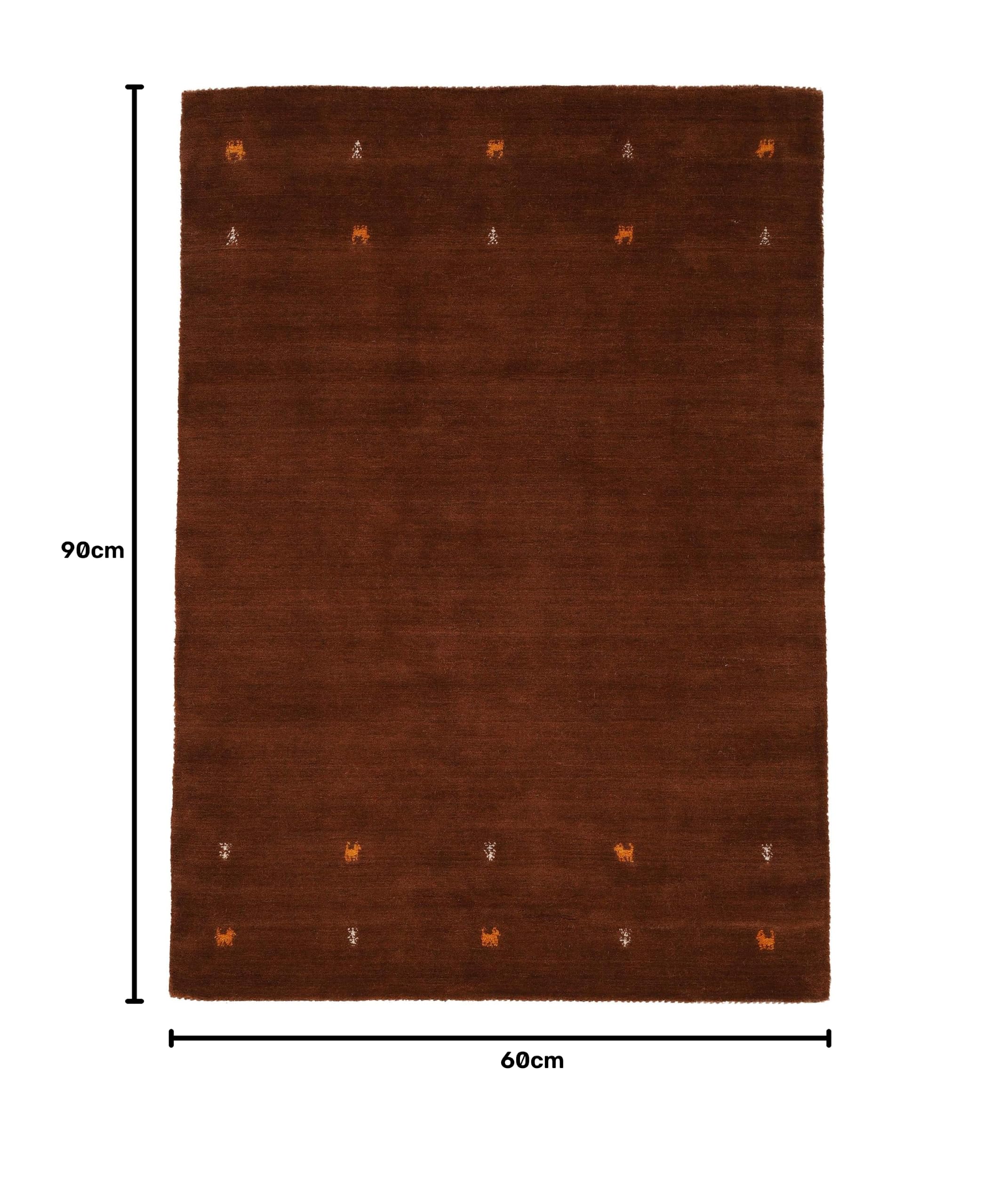 carpetfine Wollteppich Gabbeh Uni Braun 60x90 cm | Moderner Teppich für Wohn- und Schlafzimmer